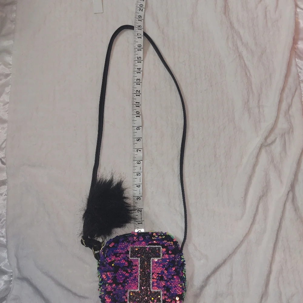 Justice initial I sequined purse